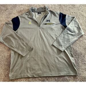 Nike Air Jordan Michigan Wolverines Pullover Mens XL Jumpman Dri-FIT 1/4 Zip Up